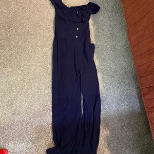 Navy Linen Jumpsuit